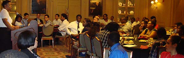 students listening to speaker